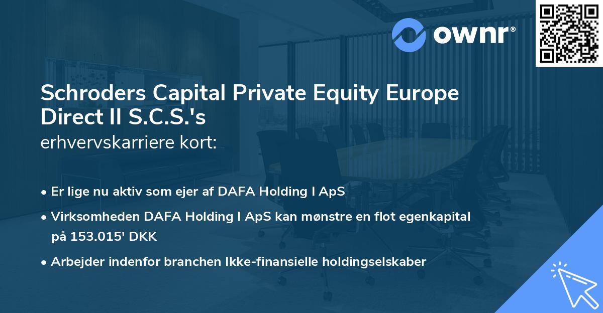 Schroders Capital Private Equity Europe Direct II S.C.S.'s erhvervskarriere kort