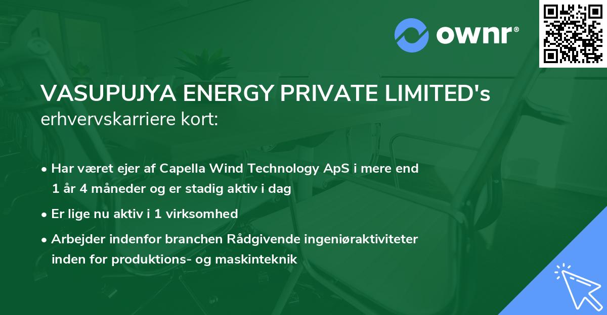 VASUPUJYA ENERGY PRIVATE LIMITED's erhvervskarriere kort