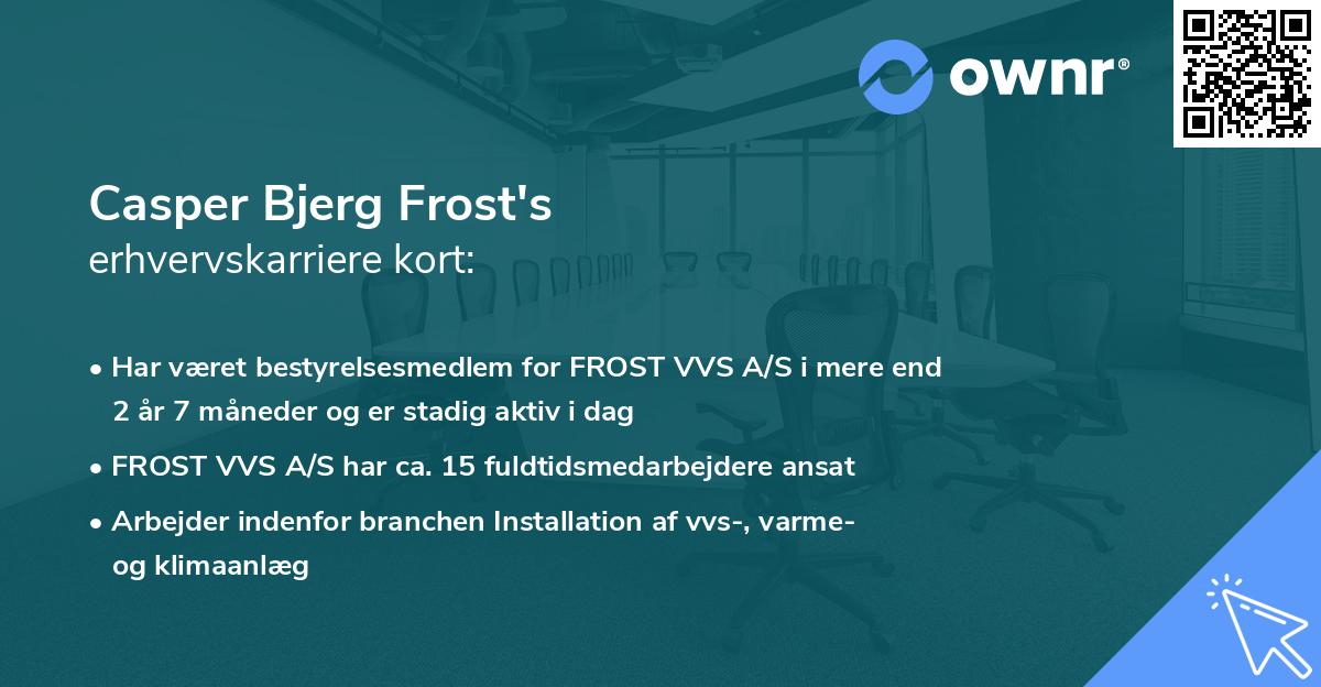 Casper Bjerg Frost's erhvervskarriere kort