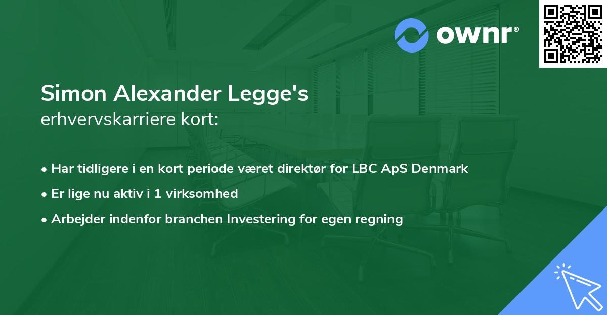 Simon Alexander Legge's erhvervskarriere kort