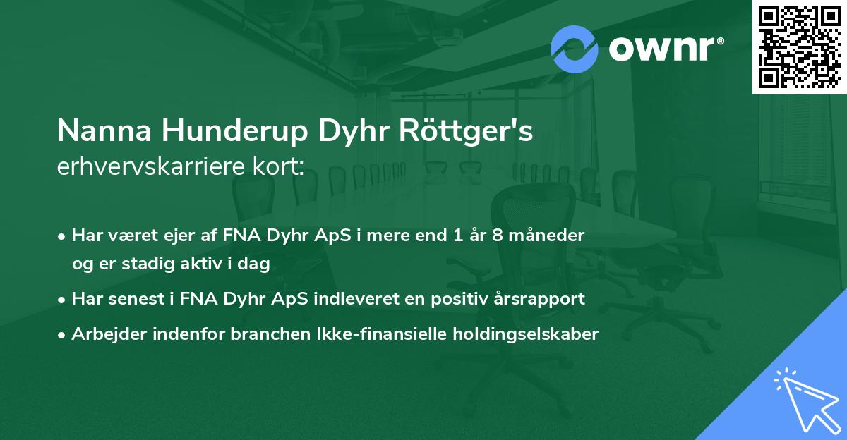 Nanna Hunderup Dyhr Röttger's erhvervskarriere kort
