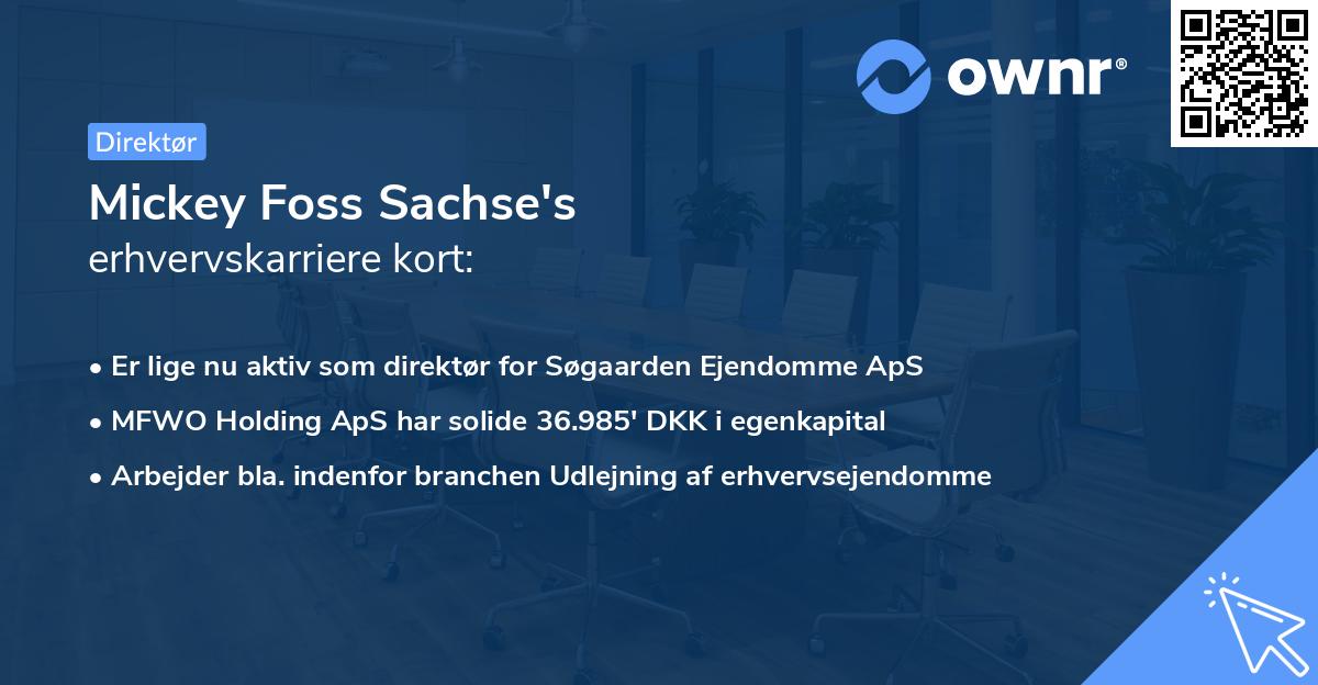 Mickey Foss Sachse's erhvervskarriere kort
