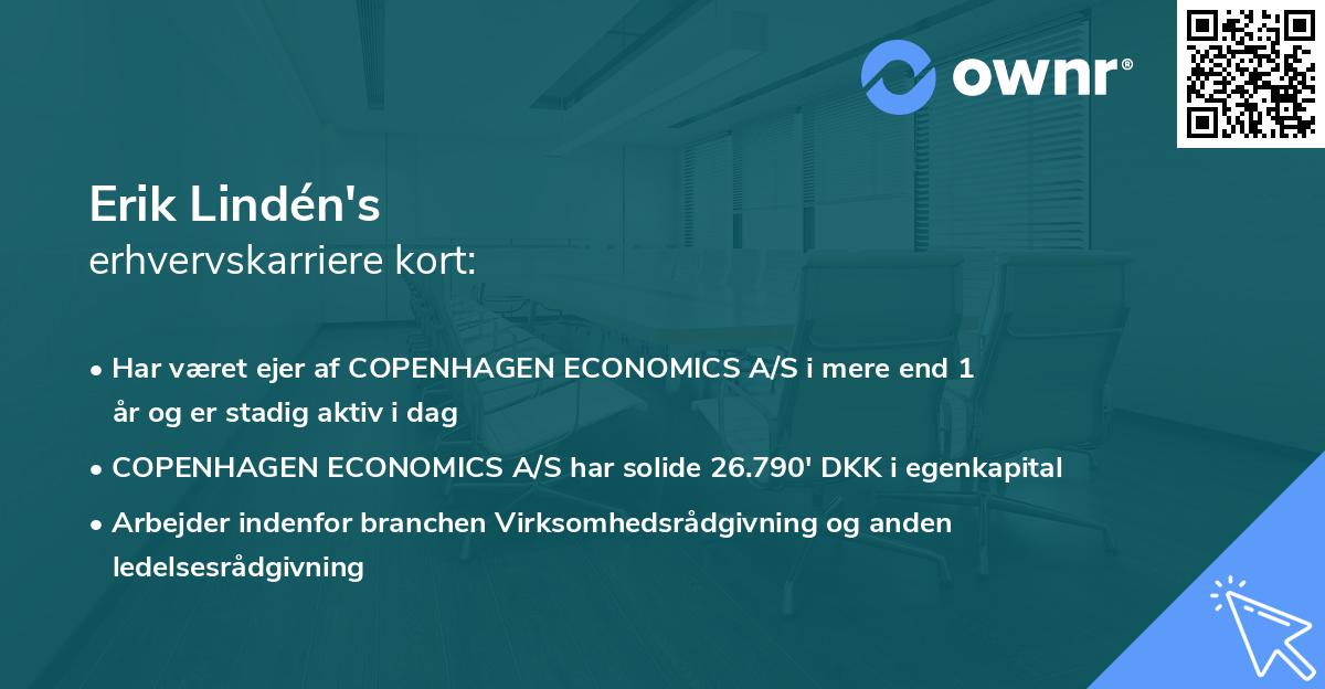 Erik Lindén's erhvervskarriere kort