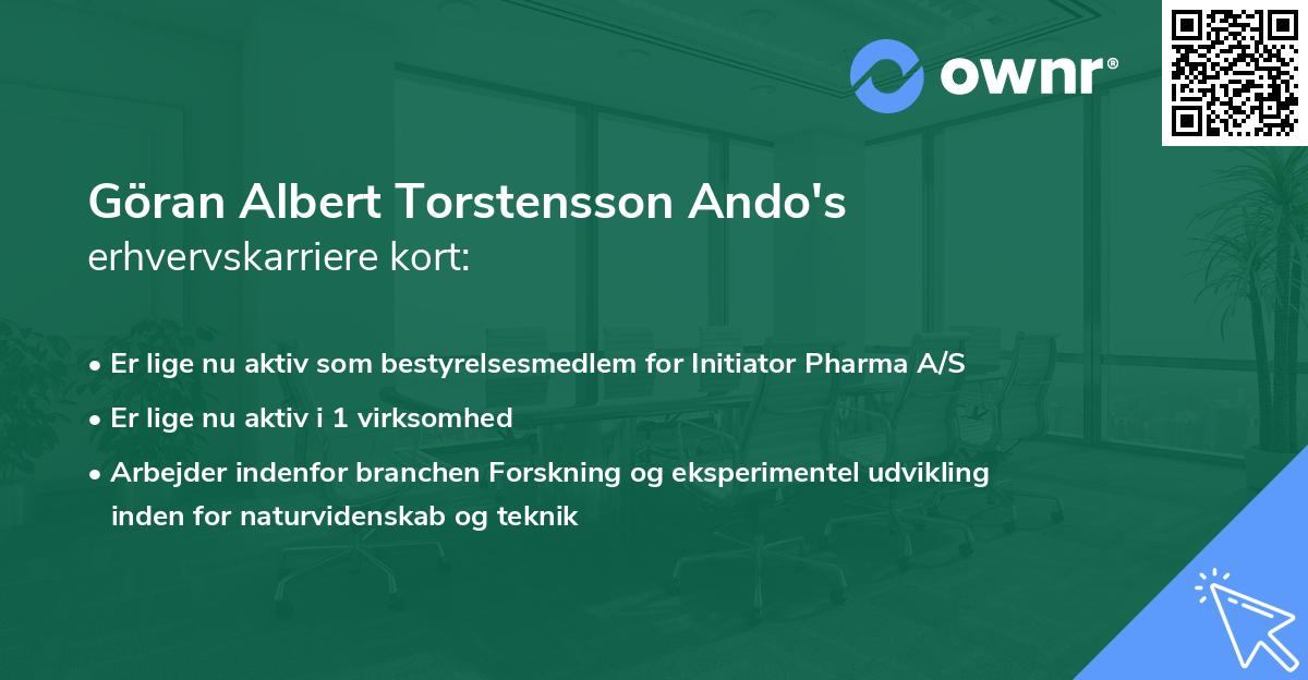 Göran Albert Torstensson Ando's erhvervskarriere kort