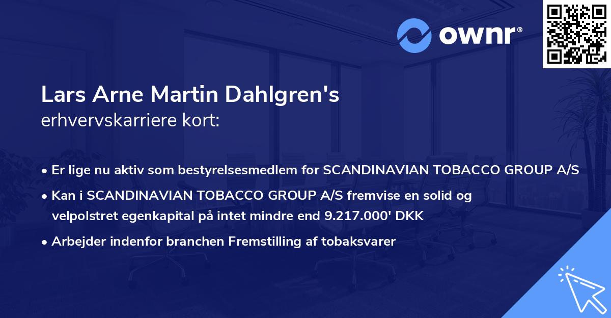 Lars Arne Martin Dahlgren's erhvervskarriere kort