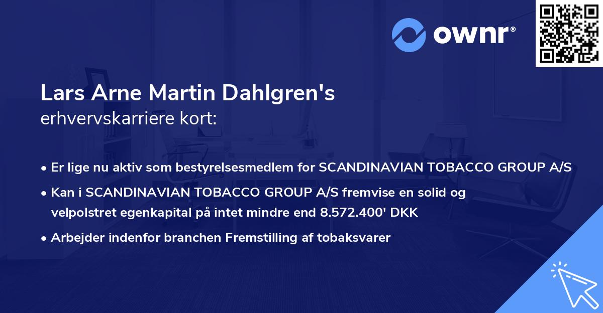 Lars Arne Martin Dahlgren's erhvervskarriere kort