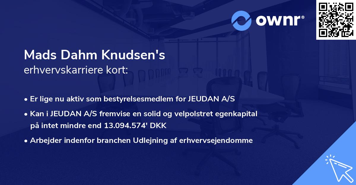 Mads Dahm Knudsen's erhvervskarriere kort
