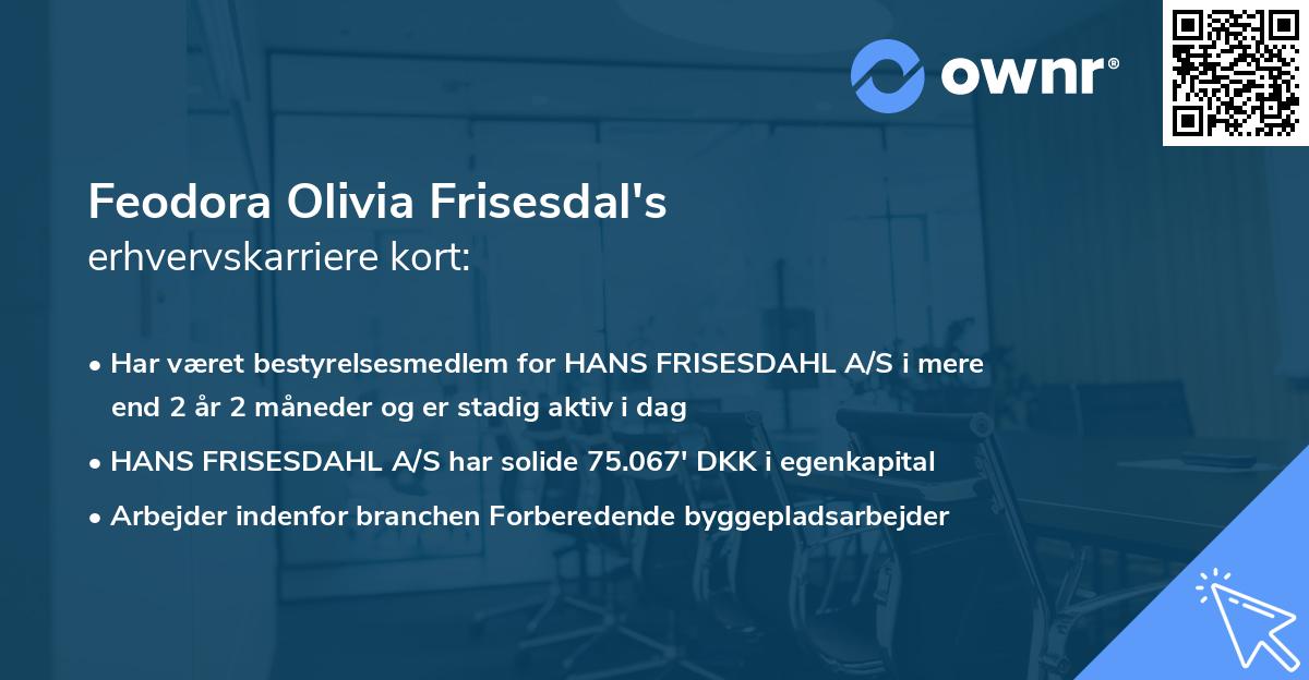 Feodora Olivia Frisesdal's erhvervskarriere kort