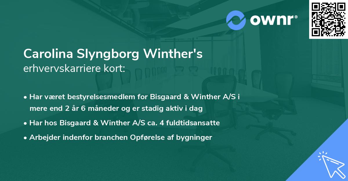 Carolina Slyngborg Winther's erhvervskarriere kort