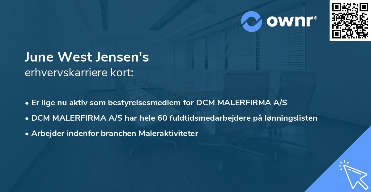 June West Jensen's erhvervskarriere kort