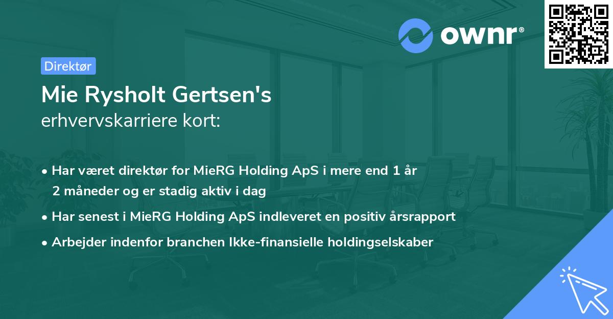 Mie Rysholt Gertsen's erhvervskarriere kort