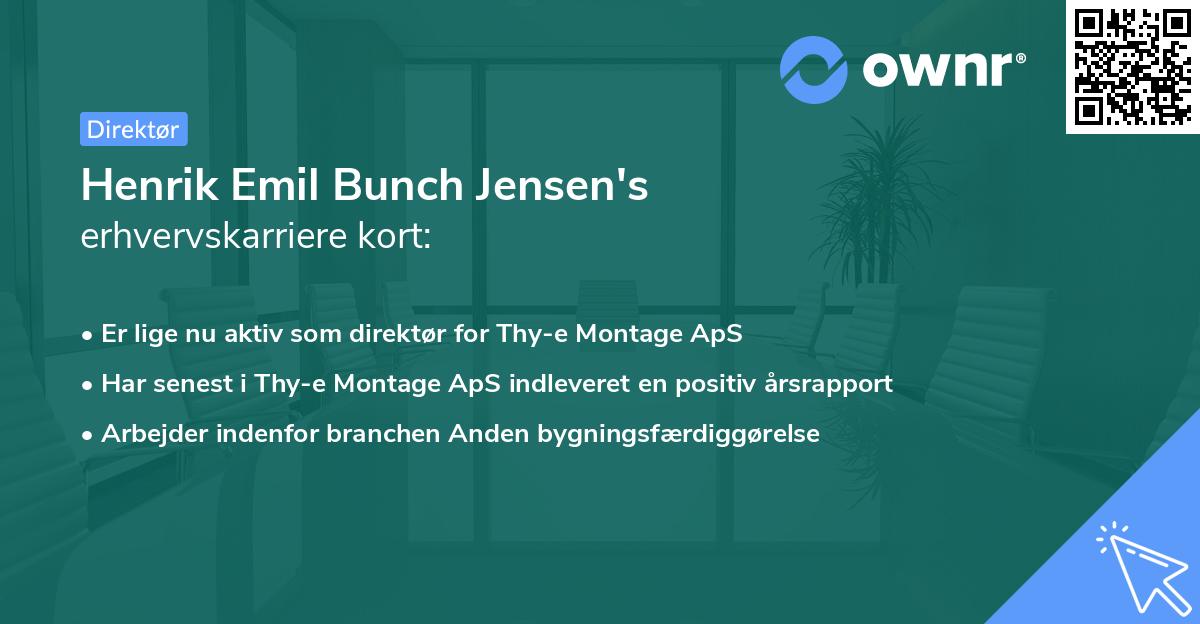 Henrik Emil Bunch Jensen's erhvervskarriere kort