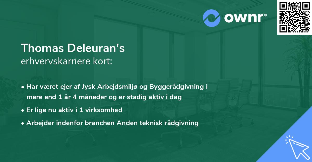 Thomas Deleuran's erhvervskarriere kort