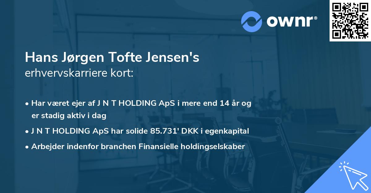 Hans Jørgen Tofte Jensen's erhvervskarriere kort