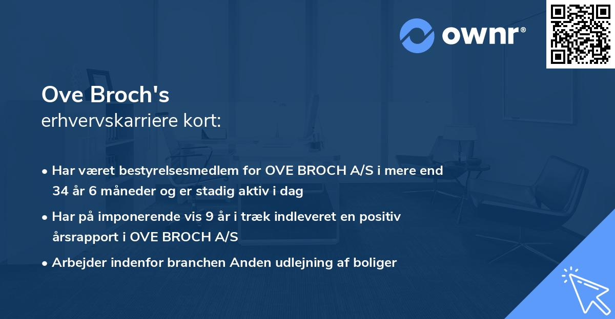 Ove Broch's erhvervskarriere kort