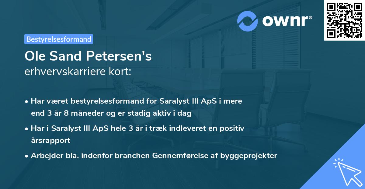 Ole Sand Petersen's erhvervskarriere kort