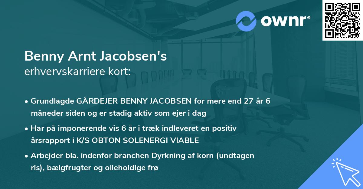 Benny Arnt Jacobsen's erhvervskarriere kort