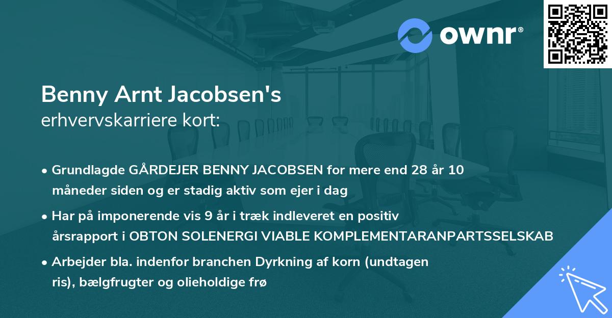 Benny Arnt Jacobsen's erhvervskarriere kort
