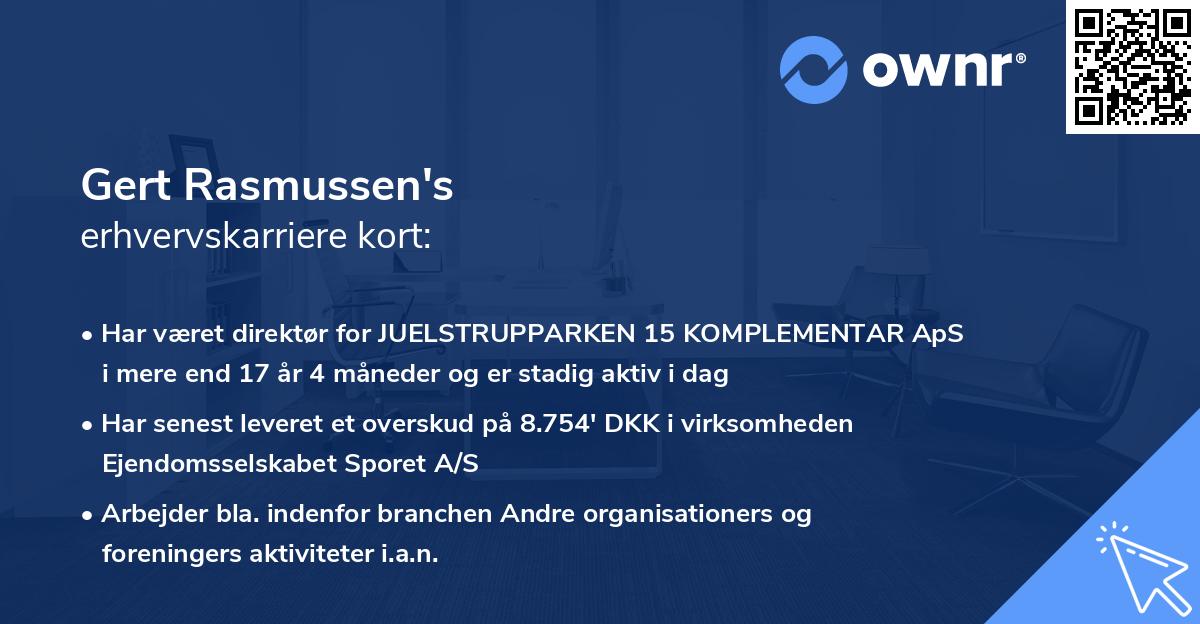 Gert Rasmussen's erhvervskarriere kort