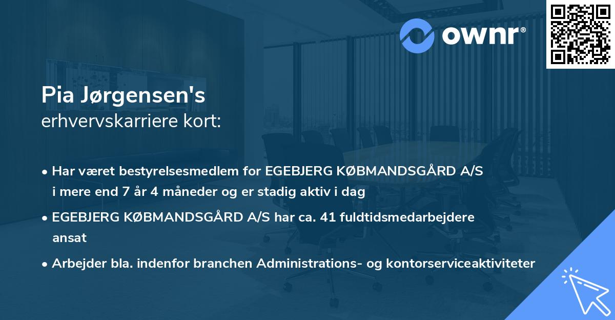 Pia Jørgensen's erhvervskarriere kort