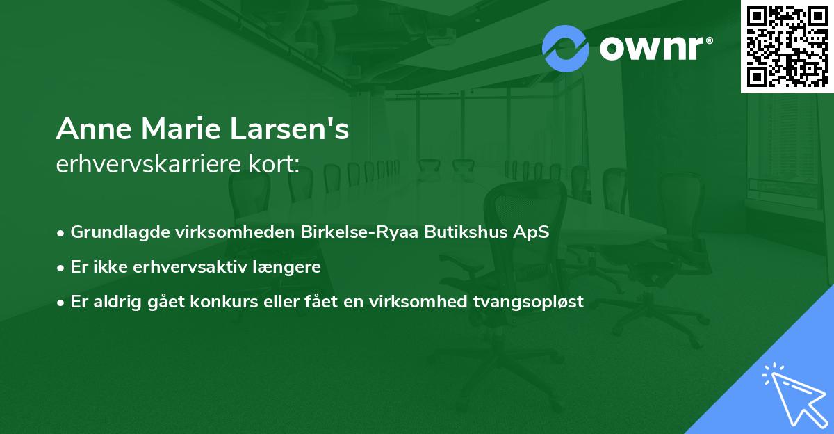 Anne Marie Larsen's erhvervskarriere kort