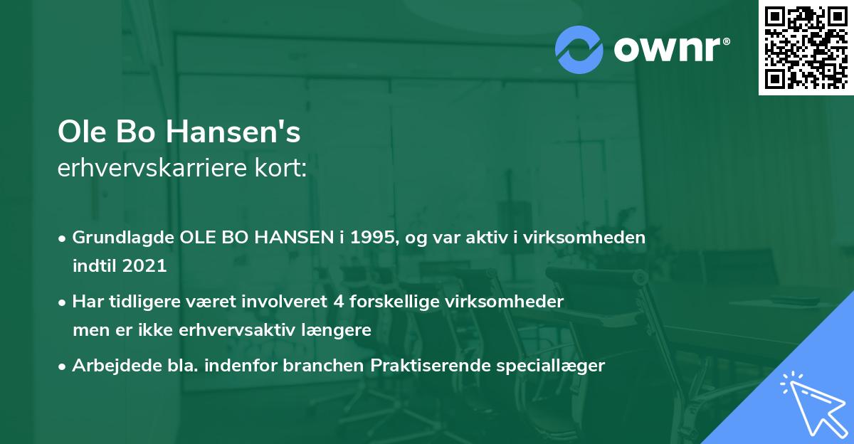 Ole Bo Hansen's erhvervskarriere kort