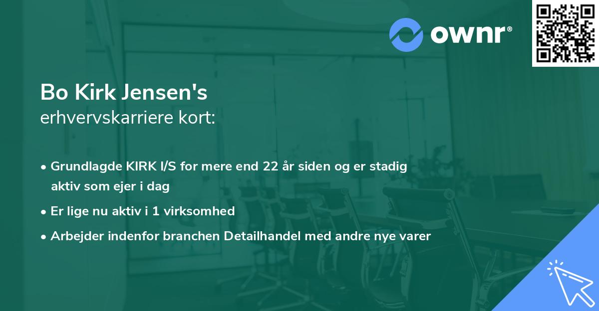 Bo Kirk Jensen's erhvervskarriere kort
