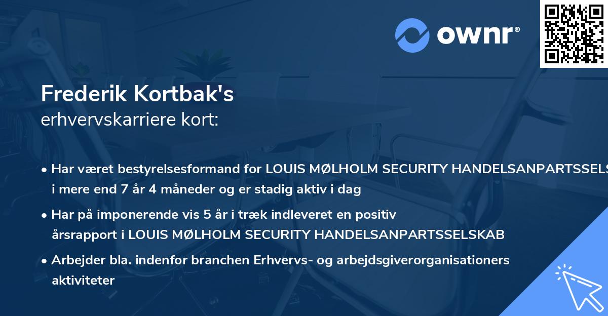 Frederik Kortbak's erhvervskarriere kort