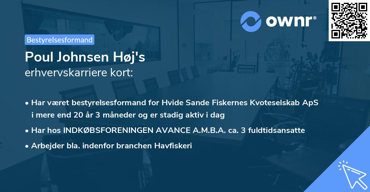 Poul Johnsen Høj's erhvervskarriere kort