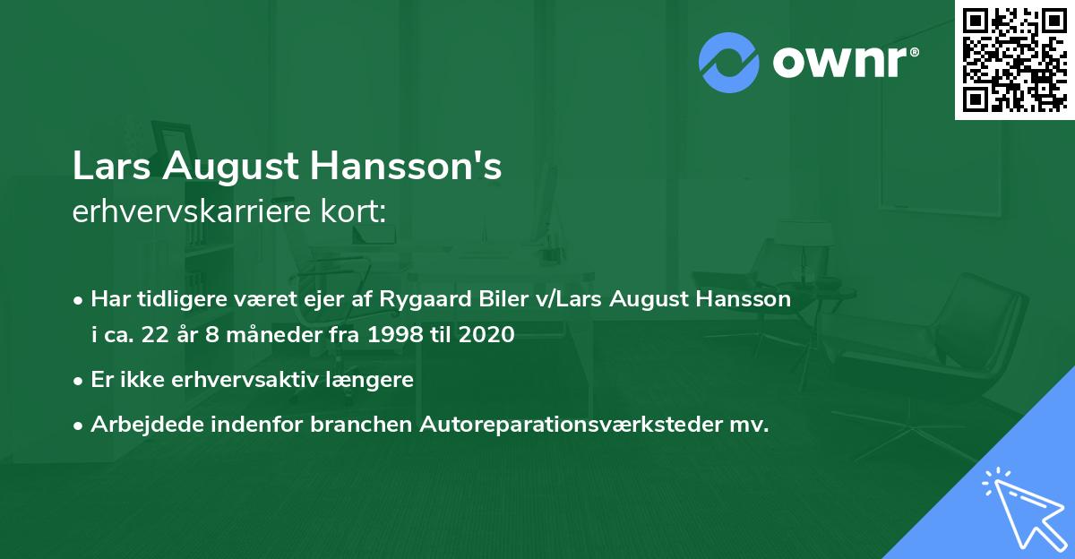 Lars August Hansson's erhvervskarriere kort