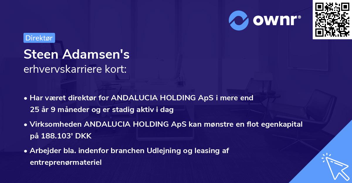 Steen Adamsen's erhvervskarriere kort
