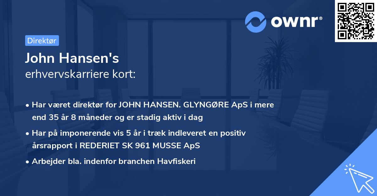 John Hansen's erhvervskarriere kort