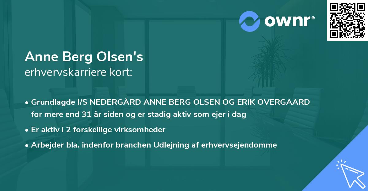 Anne Berg Olsen's erhvervskarriere kort