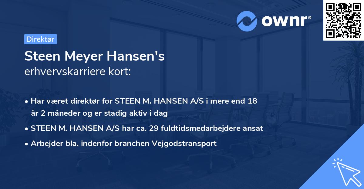 Steen Meyer Hansen's erhvervskarriere kort