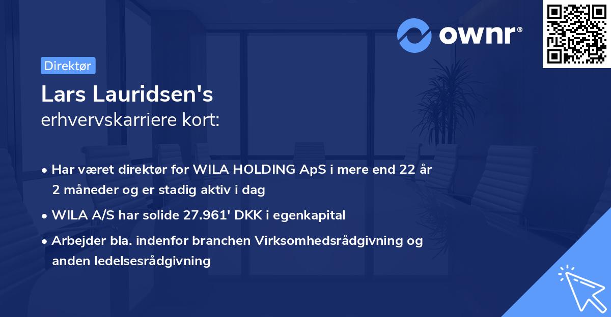 Lars Lauridsen's erhvervskarriere kort