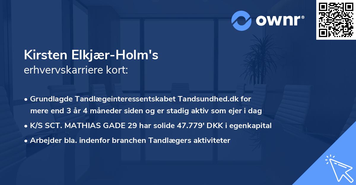 Kirsten Elkjær-Holm's erhvervskarriere kort