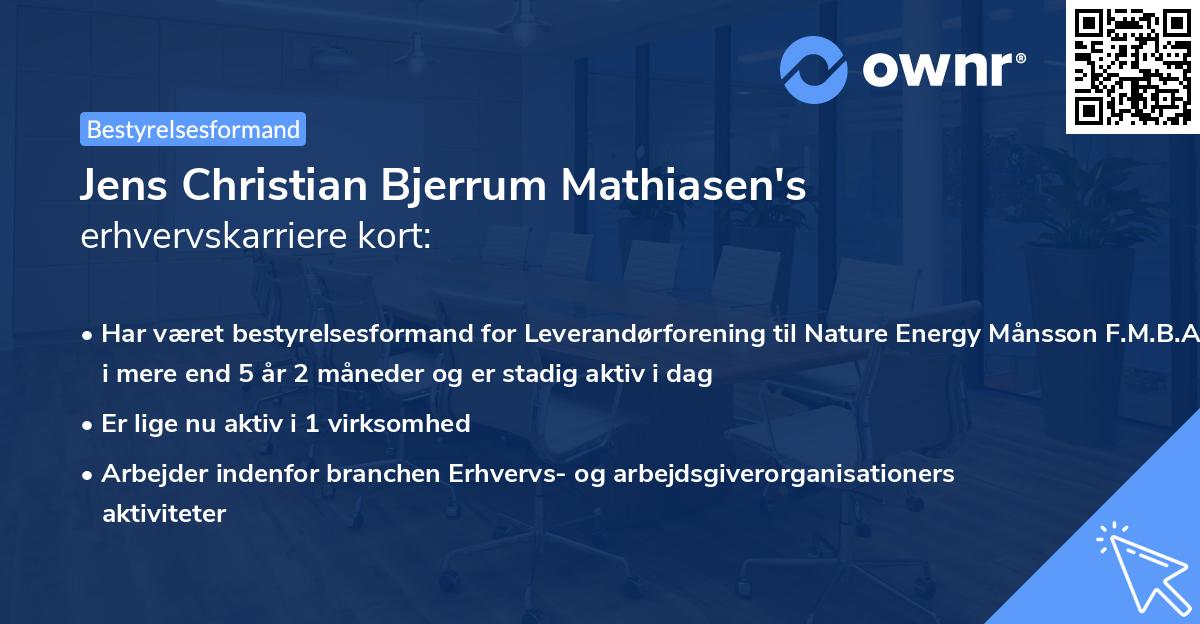 Jens Christian Bjerrum Mathiasen's erhvervskarriere kort