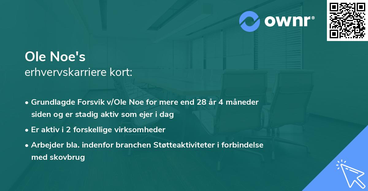 Ole Noe's erhvervskarriere kort