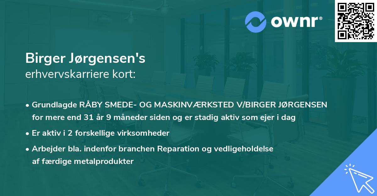 Birger Jørgensen's erhvervskarriere kort