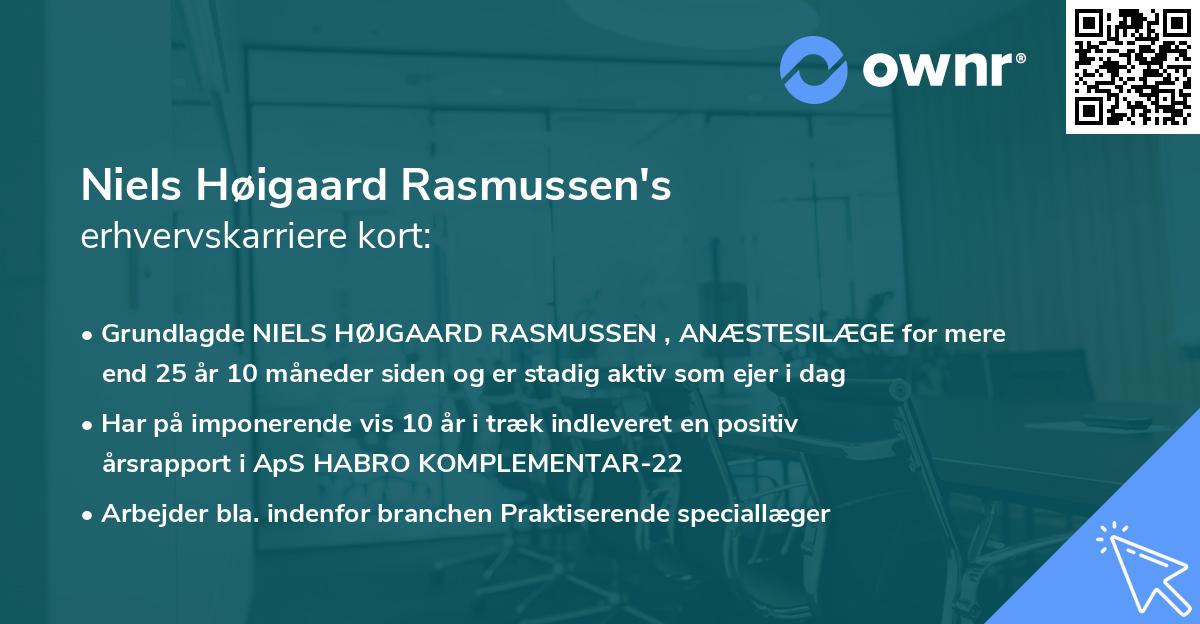 Niels Høigaard Rasmussen's erhvervskarriere kort