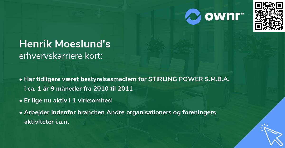 Henrik Moeslund's erhvervskarriere kort