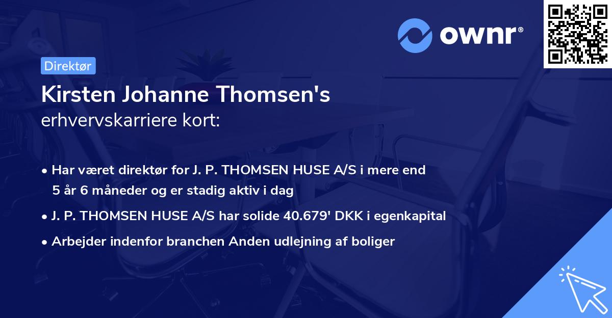 Kirsten Johanne Thomsen's erhvervskarriere kort