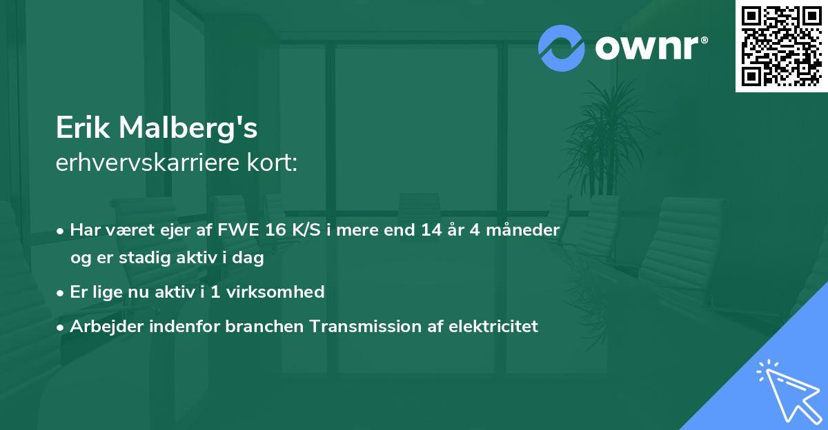 Erik Malberg's erhvervskarriere kort
