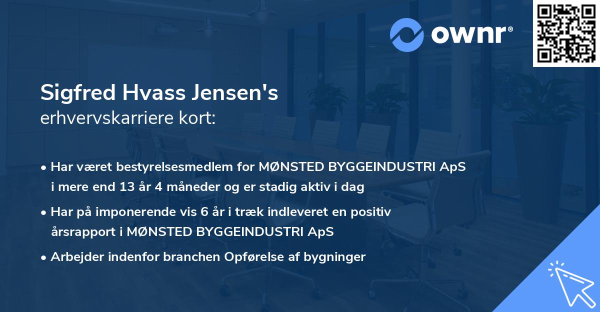 Sigfred Hvass Jensen's erhvervskarriere kort