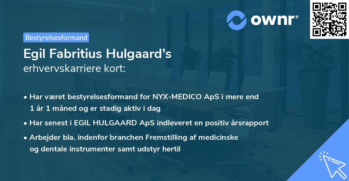 Egil Fabritius Hulgaard's erhvervskarriere kort