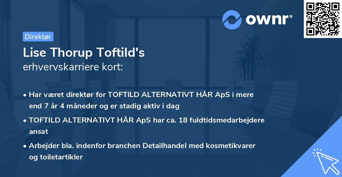 Lise Thorup Toftild's erhvervskarriere kort
