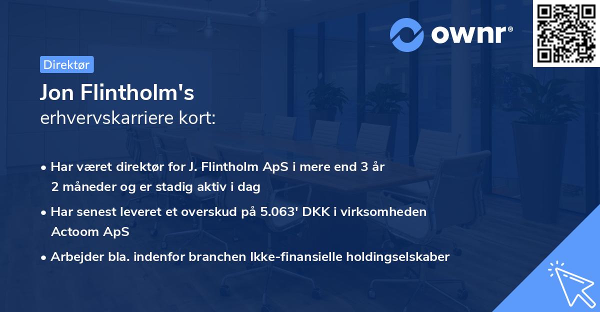 Jon Flintholm's erhvervskarriere kort