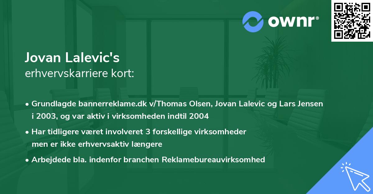 Jovan Lalevic's erhvervskarriere kort