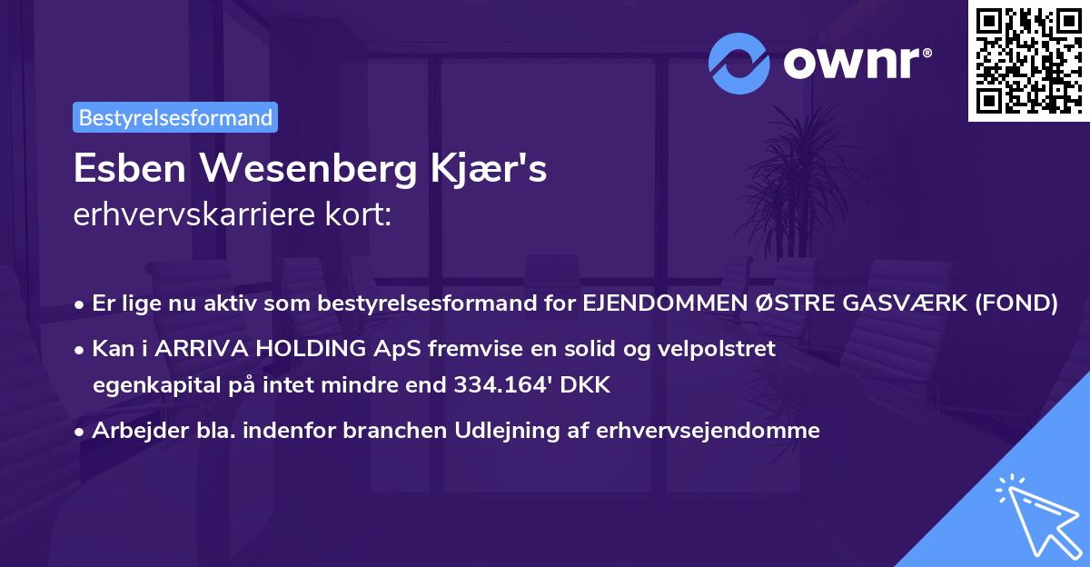 Esben Wesenberg Kjær's erhvervskarriere kort