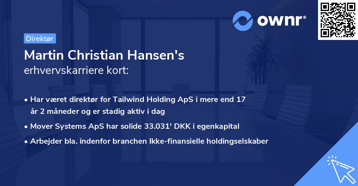 Martin Christian Hansen's erhvervskarriere kort